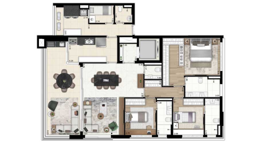 Planta de 156m² - Athos Paraíso
