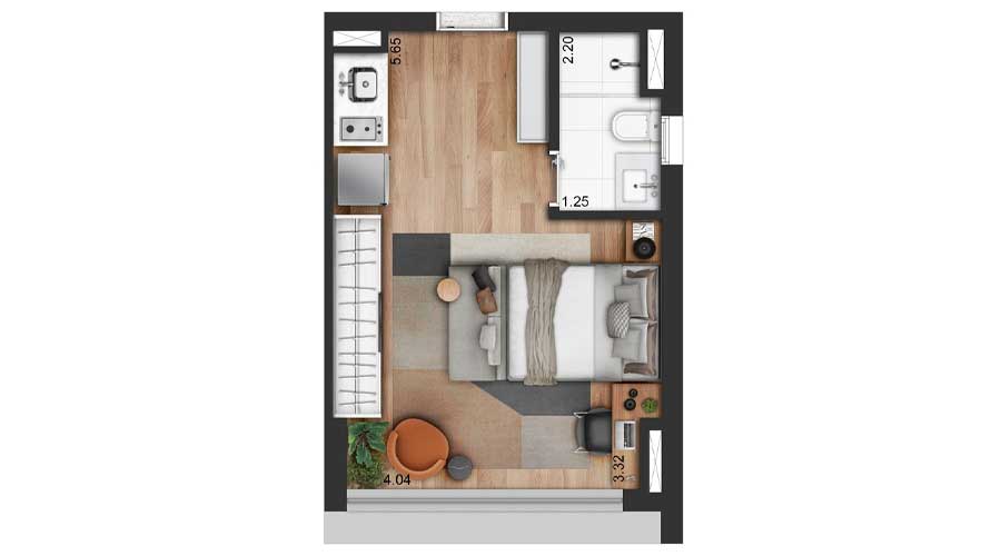 Studio de 25m² - The Collection Ibirapuera