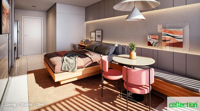 Decorado do The Collection Madalena - Studio - 26m²