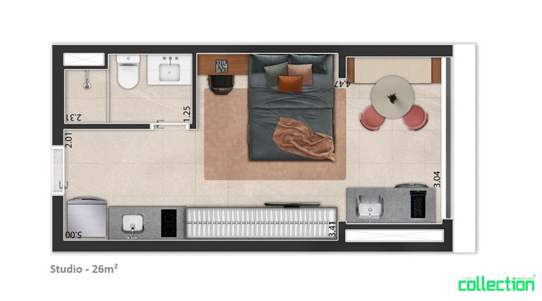 Studio de 26m² - The Collection Madalena