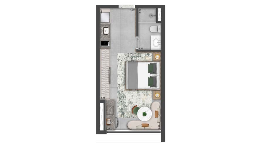 Planta 1 de 25m² - Studio