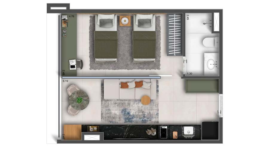 Apto de 1 dorm. no The Collection Vila Marina