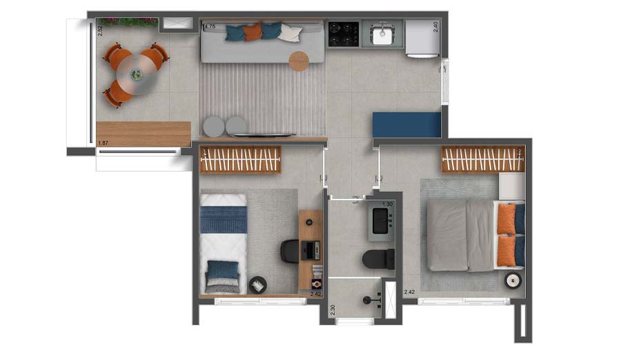 Apto de 2 dorms. The Collection Vila Marina