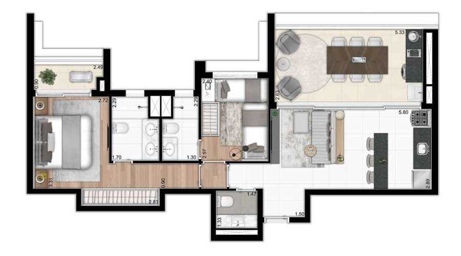 Planta de 81m² - Marquez Alto do Ipiranga