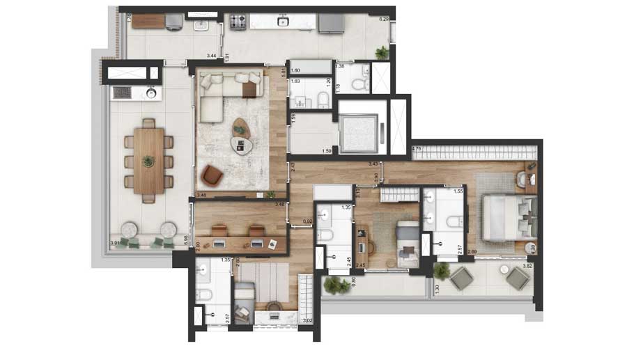 Planta de 151m² - Mirant Ibirapuera