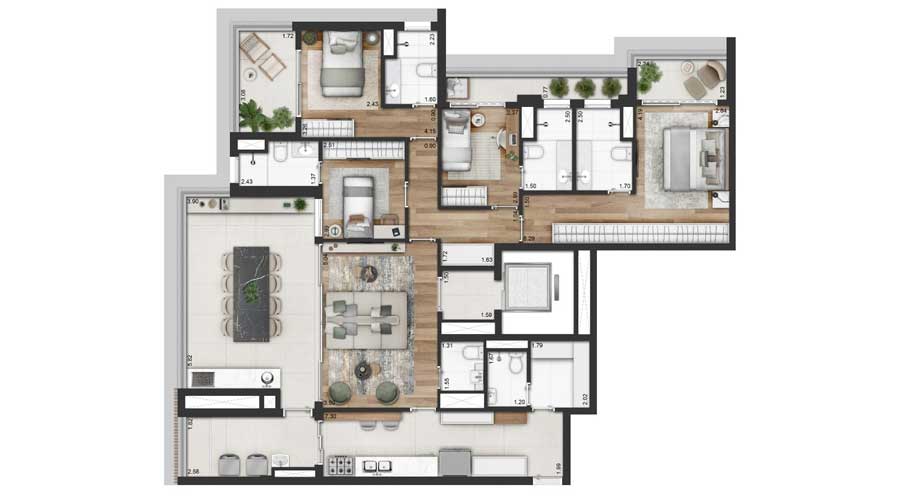 Planta de 178m² - Mirant Ibirapuera