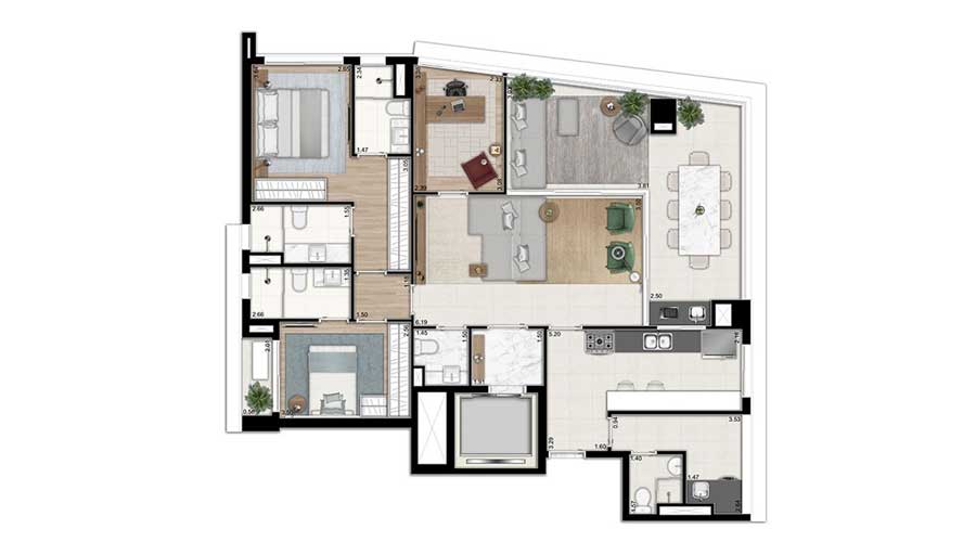 Planta de 142m² - Oscar Itaim - Trisul