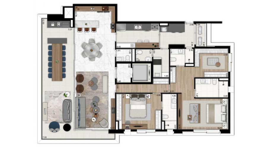 Planta de 231m² - Oscar Ibirapuera
