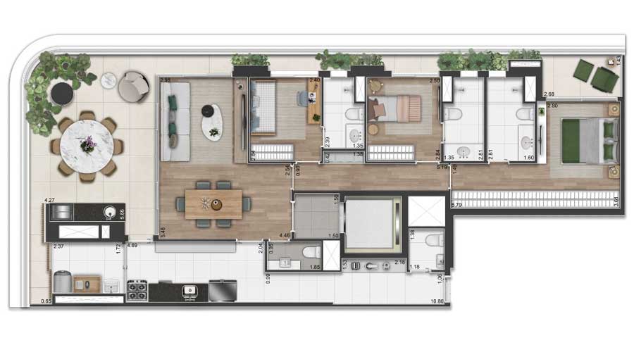 Planta de 154m² - Península Vila Madalena