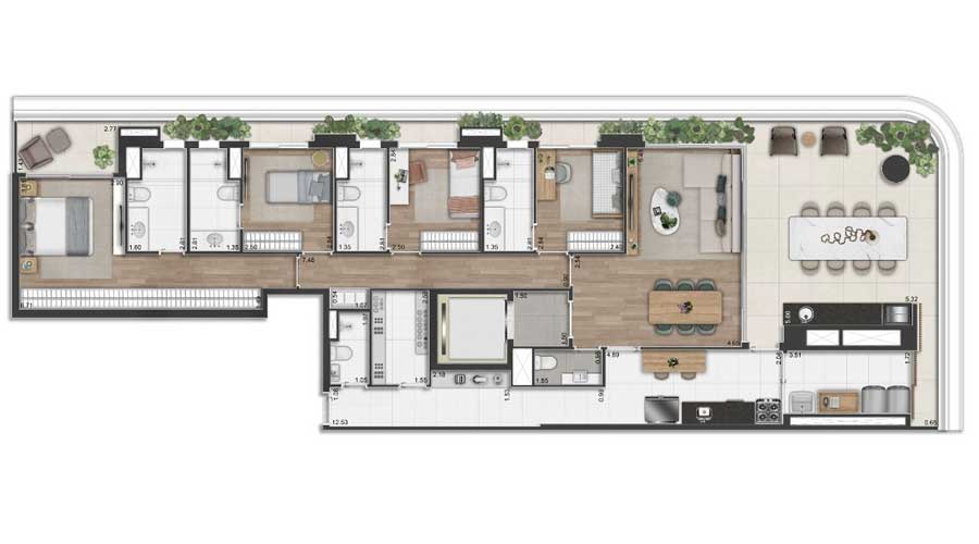 Planta de 193m² - Península Vila Madalena