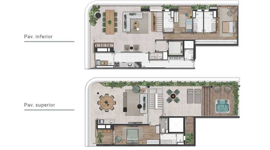 Planta Duplex de 300m² - Península Vila Madalena