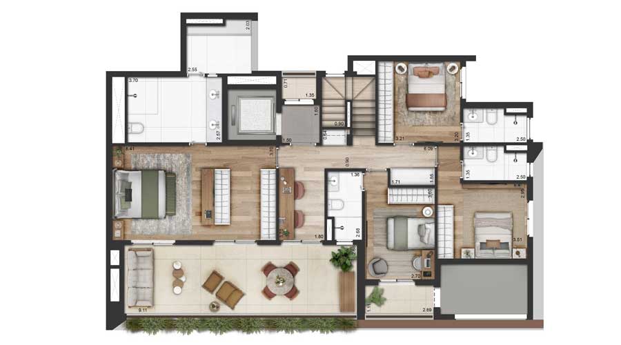 Planta Duplex Praça Omaguás